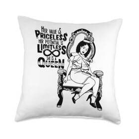 C5byetmw89nus Merch Template Priceless Potential Limitless Queen Beautiful Women Girl Fun Throw Pillow 18x18