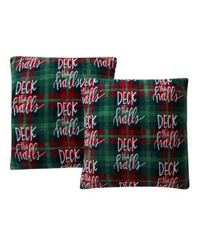 M642838 Morgan Home Holiday Print Plush 18 Decorative Pillow 2-pack