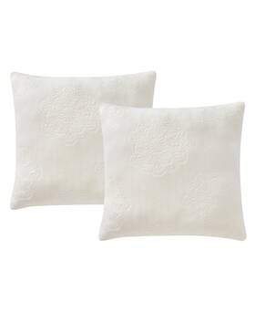 M652141 Morgan Home 2pk 18 Square Textured Decorative Pillows Ivory