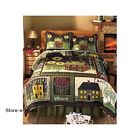 Mountain Full Cabin Set Green 3 Country Primitive Rustic Quilt Queen King Bed Pc