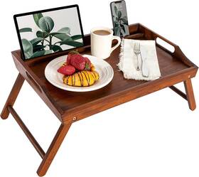 Nobrand 129516579029 Extra Large Bamboo Bed Tray With Phone Holder - Fits 17.3 Inch Laptops Java