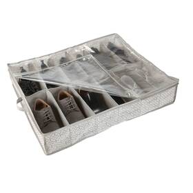 30110-grey Nobrand Boho Print Fabric Under Bed Shoe Storage Bag Grey Holds 12 Pairs