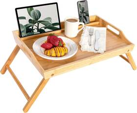 78107 Nobrand Extra Large Bamboo Bed Tray With Phone Holder - Fits 17.3 Inch Laptops And Tablets