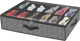 Cdxbg1 Nobrand Underbed Shoe Organizer Fits 12 Pairs Clear Window For Sneakers Heels Black