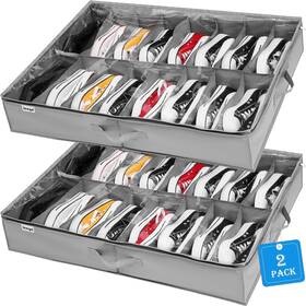In-ubso-2shoes Nobrand Under Bed Shoe Storage 2-pack Fits 32 Pairs Adjustable Clear