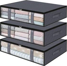 Mpn-sr0001-p3ge Nobrand Foldable Storage Bins 3pk Underbed Organizers Grey