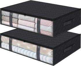 Mpnsr0001-p2bl Nobrand Foldable Blanket And Comforter Storage Bags Under Bed Organizer - 2-pack Black