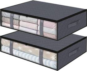 Mpnsr0001-p2ge Nobrand Foldable Blanket And Comforter Storage Bags Under Bed Organizer 2-pack Grey
