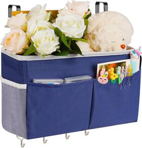 Mstsnd-330 Nobrand Hanging Storage Bag With 5 Pockets And 4 Hooks For Beds Dark Blue