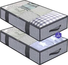Mxdubbp2 Nobrand Foldable Underbed Storage Bags 2 Pack 39.4x19.7x5.9 In Grey