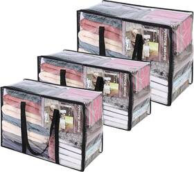 Vf-snd-005-mix-110-3pc Nobrand 3 Pack Zipper Storage Bags For Comforter Blanket Bedding 40l 60l 110l