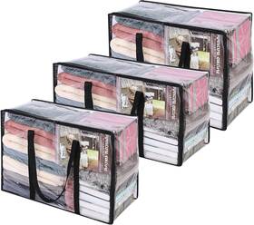 Vr-snd-005 Nobrand 3 Pack Clear Storage Bags With Zipper 40l 60l 90l For Comforter/blanket/bedding