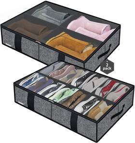 33.9x23.6x5.9in Nobrand Zmbcubs14s4 Under Bed Shoe Organizer 2 Pack 14 4 Pairs Black