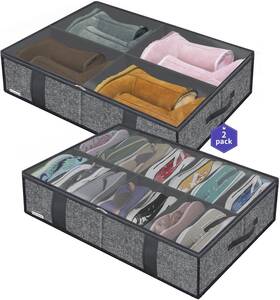 33.9x23.6x5.9in Nobrand Zmgcubs14s4 Under Bed Shoe Storage 2pc 14 4 Pairs Grey