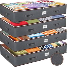 Zo-nw704 Nobrand 4-pack Under Bed Storage Bins With Handles Dual Zippers And Clear Top
