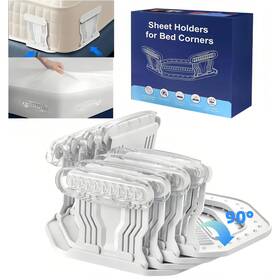 Nj-s70 Nuanjuyu 4pcs Foldable Bed Sheet Holders No-slip Universal Fit White