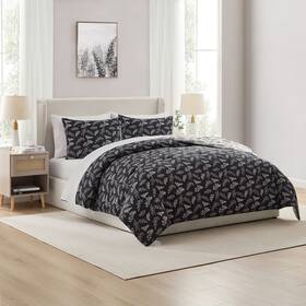 Vr-mdac-7pc-btncl-f-blk Nymbus 7pc Botanical Comforter Set With Sheets Soft Breathable Lightweight Bedding Bag
