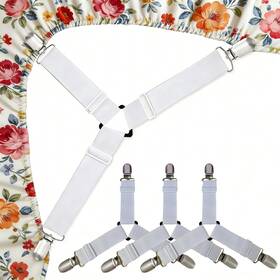 Oikozel Bsf-001w Bed Sheet Fastener Non-slip Holder 4 Pack White
