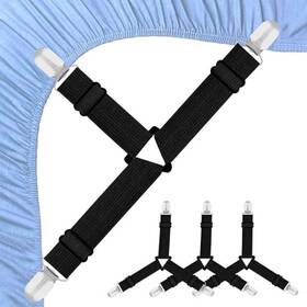 Ollbit Oba0023 4pcs Bed Sheet Holder Straps Heavy Duty Non Slip Clips Black