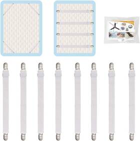 0930 Qoecycth 8pcs Adjustable Bed Sheet Straps Clips Elastic Mattress White