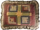 Quilted Hand Green Primitive Country Pillow Standard Cabin - Tea Sham Stain