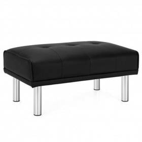 Rectangle Tufted Ottoman Stainless Steel Legs Living Room-black 499852187672 With For - Color