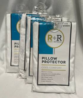 Room And Retreat 713733100496 Pillow Protectors Cool Comfort White Standard Queen Lot Of 4