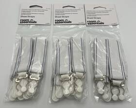 Room Essentials 022415703826 Adjustable Bed Sheet Straps 4 Count White Lot Of 3