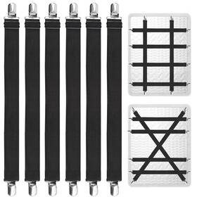 Ryetvok 634881546533 6pcs Heavy Duty Bed Sheet Straps - Adjustable Elastic Mattress Clips To Hold