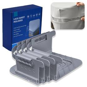 Safaware 199284796003 Bed Sheet Holder Straps 4 Pcs Grey Lock Holders For Cor