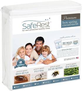 B00h7kz5k6 Saferest Polyester Split Box Spring Encasement King Up To 9 Inch - White