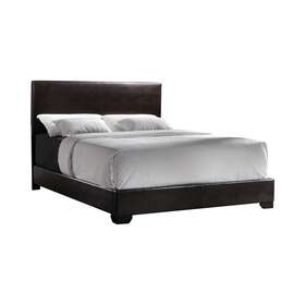 Bm215807 Saltoro Sherpi Contemporary Style Leatherette Eastern King Size Panel Bed Dark Brown-