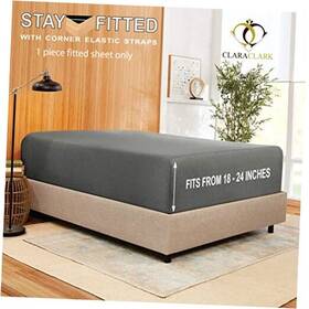 Sanders Collection 840284543820 Stay Fitted Single Sheet Only Fit On Queen Charcoal Gray