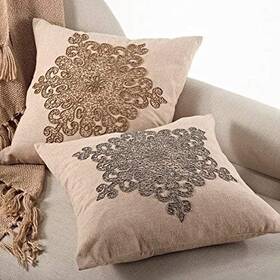 Saro Lifestyle 789323287595 Snowflake Beaded Decorative Pillow 18 X Bronze