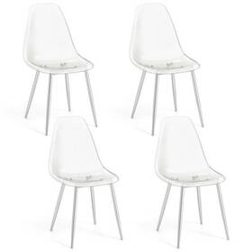 Set 197867231262 Of 4 Dining Chairs Modern Plastic Shell Side Chair With Clear Seat And Wood