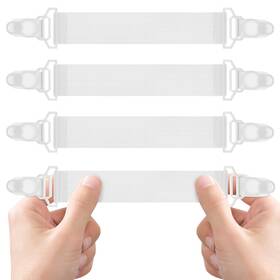 Sewroro Jn1275dvgw6t6pi7i Bed Sheet Grippers White Elastic Straps With Plastic Clips Rubber Hooks