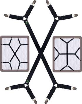 Sheet Suspenders 313109540583 Bed Straps - Crisscross Fitted Clips And Holder Elastic Bands