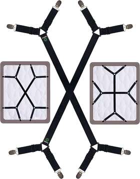 Sheet Suspenders 445033053037 Bed Straps - Crisscross Fitted Clips And Holder Elastic Bands