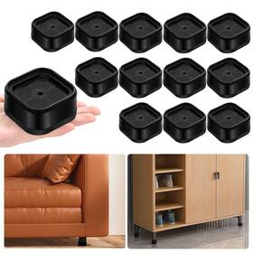 Shouwuhho Uss-bre12-bk 12 Pack Furniture Risers Adjustable Bed Heavy Black