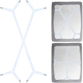 Siaomo 313113877866 Sheet Fasteners Straps - Adjustable Crisscross Bed Holder Clips 2pcs White
