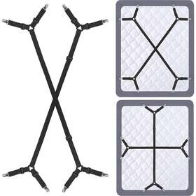 Siaomo 609301922945 Bed Sheet Holder Straps - Adjustable Crisscross Clips Elastic Band Fitted