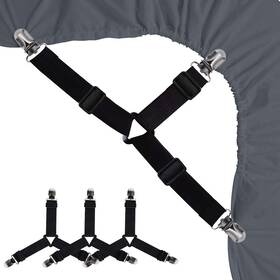 Siaomo 609301938717 Bed Sheet Holders Straps Fasteners - 4 Pcs 3 Ways Fitted Shee