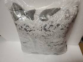 1000410100 Sky Ines Distressed Metallic Diamond Tassels 18 Decorative Throw Pillow Silver