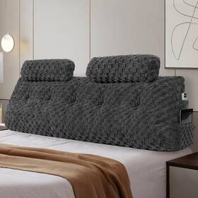 D2ms-hk076 Sliguy Large Headboard Pillow With 2 Pack Neck Roll Wedge Bed Rest Rea