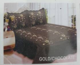 Smiling Home 852678848220 3pcs Embroidery Zuilt Set King Size Two Color Tone