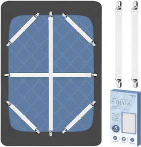Stjja022 Sopito Bed Sheet Fasteners 8 Pcs Heavy Duty Straps Adjustable Stretches To 26.8ft