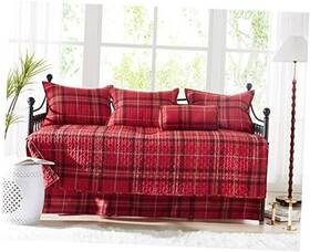 Southshore Fine Linens 840263835472 Living 6-piece Microfiber Daybed Cover Set Twin Plaid Red