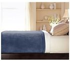 Sunbeam Luxurious Velvet Plush King Heated Blanket W 20 Heat Settings Blue 027045758314