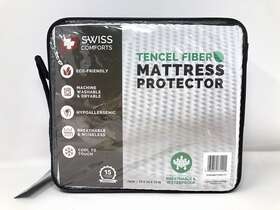 Swiss Comforts 030319731401 Hypoallergenic Tencel Mattress Protector White Twin Size