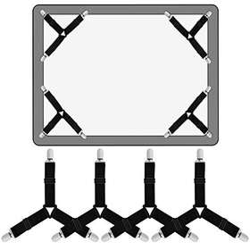 Terrysun 606408785015 4 Pcs Black Bed Sheet Holder Straps 3 Way Fasteners With Heavy Duty Gri